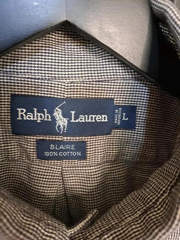 Ralph Lauren Blake Black and White Button Down Shirt Size Large‎